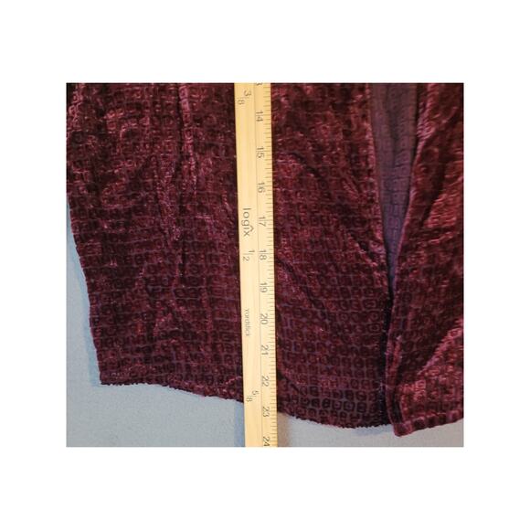 Eileen Fisher Luxury Burgundy Silk Blend Velvet Burnout Layering Cardigan M - Picture 7 of 8